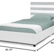 Delta Children Upholstered Twin Size Bed with Headboard, Premium Wood Slat Support, No Box Spring Needed, Easy Assembly, Grey/White Stripe
