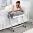 Simmons Kids By The Bed City Sleeper Bassinet - Adjustable Height Portable Crib with Wheels & Airflow Mesh, Grey Tweed Simmons Kids By The Bed City Sleeper Bassinet - Adjustable Height Portable Crib with Wheels & Airflow Mesh, Grey Tweed
