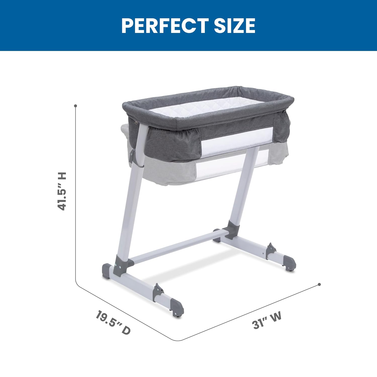 Simmons Kids By The Bed City Sleeper Bassinet - Adjustable Height Portable Crib with Wheels & Airflow Mesh, Grey Tweed Simmons Kids By The Bed City Sleeper Bassinet - Adjustable Height Portable Crib with Wheels & Airflow Mesh, Grey Tweed