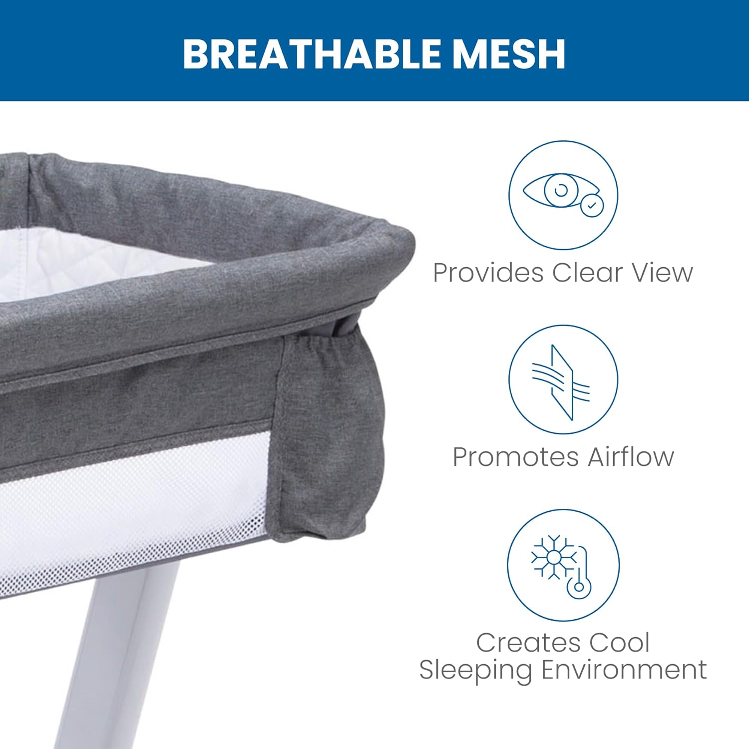 Simmons Kids By The Bed City Sleeper Bassinet - Adjustable Height Portable Crib with Wheels & Airflow Mesh, Grey Tweed Simmons Kids By The Bed City Sleeper Bassinet - Adjustable Height Portable Crib with Wheels & Airflow Mesh, Grey Tweed