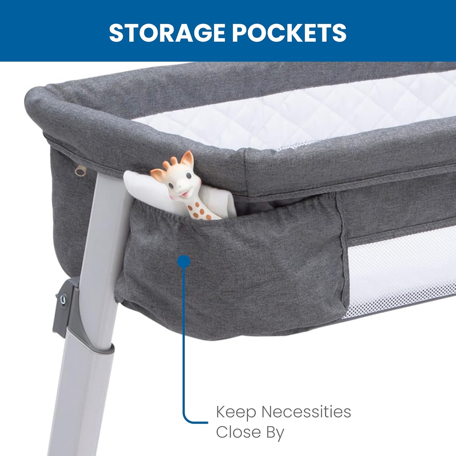 Simmons Kids By The Bed City Sleeper Bassinet - Adjustable Height Portable Crib with Wheels & Airflow Mesh, Grey Tweed Simmons Kids By The Bed City Sleeper Bassinet - Adjustable Height Portable Crib with Wheels & Airflow Mesh, Grey Tweed