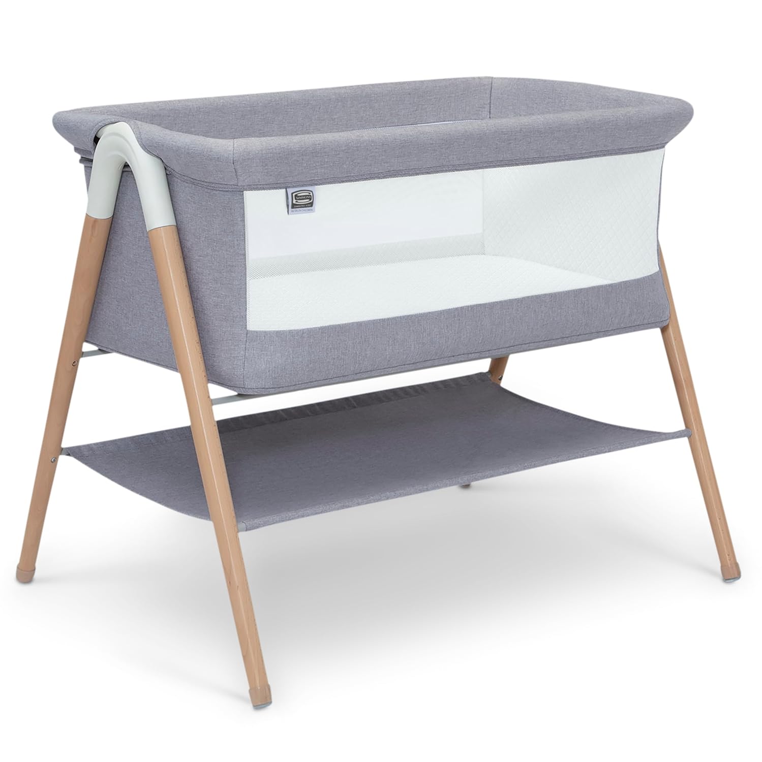 Simmons Kids Koi by The Bed Bassinet with Breathable Mesh and Natural Beechwood Legs, Dove Grey Simmons Kids Koi by The Bed Bassinet with Breathable Mesh and Natural Beechwood Legs, Dove Grey