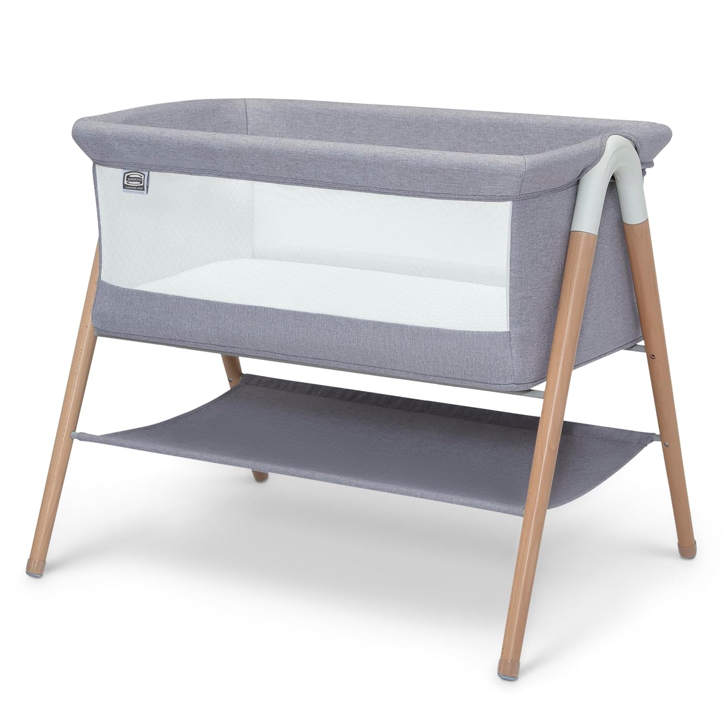 Simmons Kids Koi by The Bed Bassinet with Breathable Mesh and Natural Beechwood Legs, Dove Grey Simmons Kids Koi by The Bed Bassinet with Breathable Mesh and Natural Beechwood Legs, Dove Grey