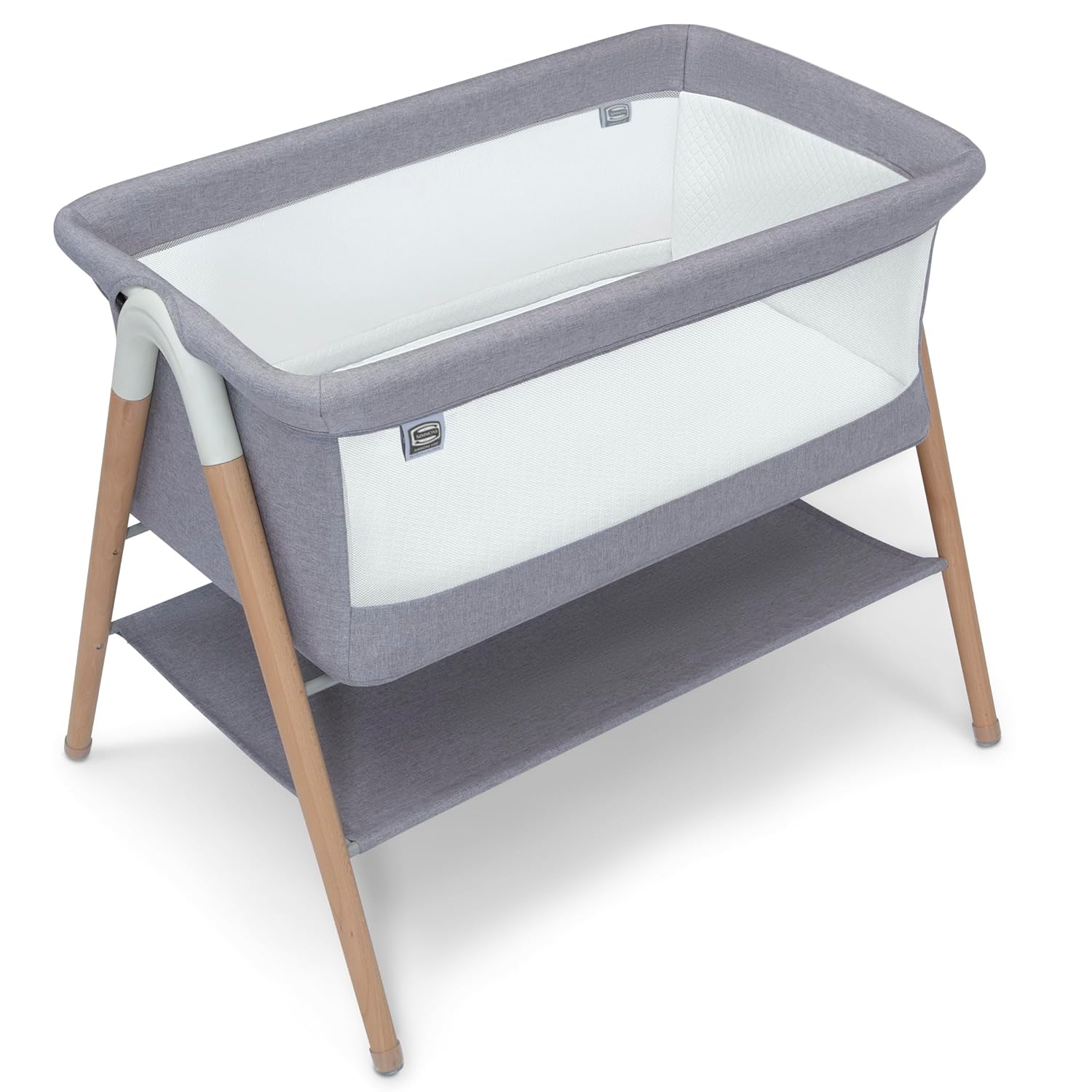 Simmons Kids Koi by The Bed Bassinet with Breathable Mesh and Natural Beechwood Legs, Dove Grey Simmons Kids Koi by The Bed Bassinet with Breathable Mesh and Natural Beechwood Legs, Dove Grey
