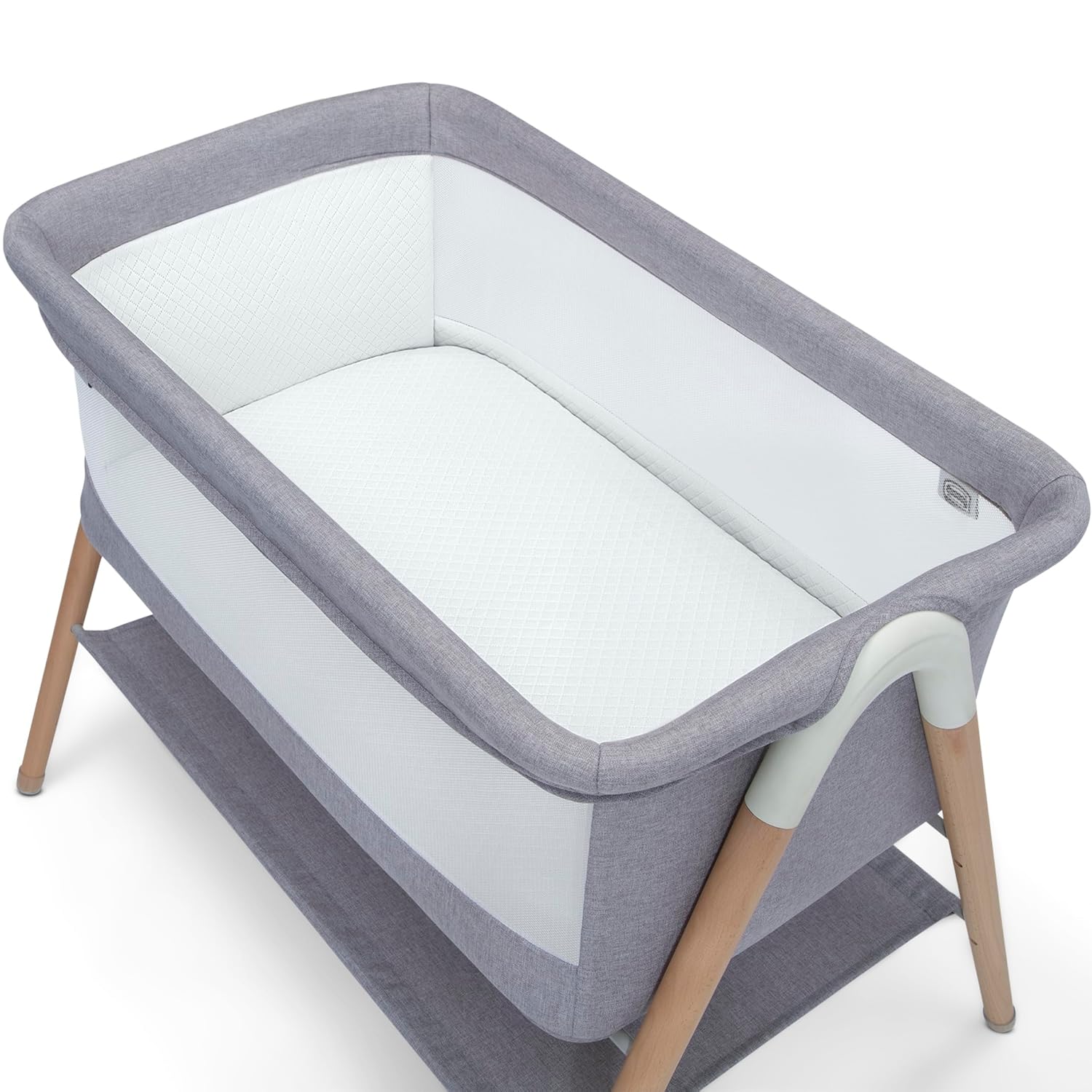 Simmons Kids Koi by The Bed Bassinet with Breathable Mesh and Natural Beechwood Legs, Dove Grey Simmons Kids Koi by The Bed Bassinet with Breathable Mesh and Natural Beechwood Legs, Dove Grey