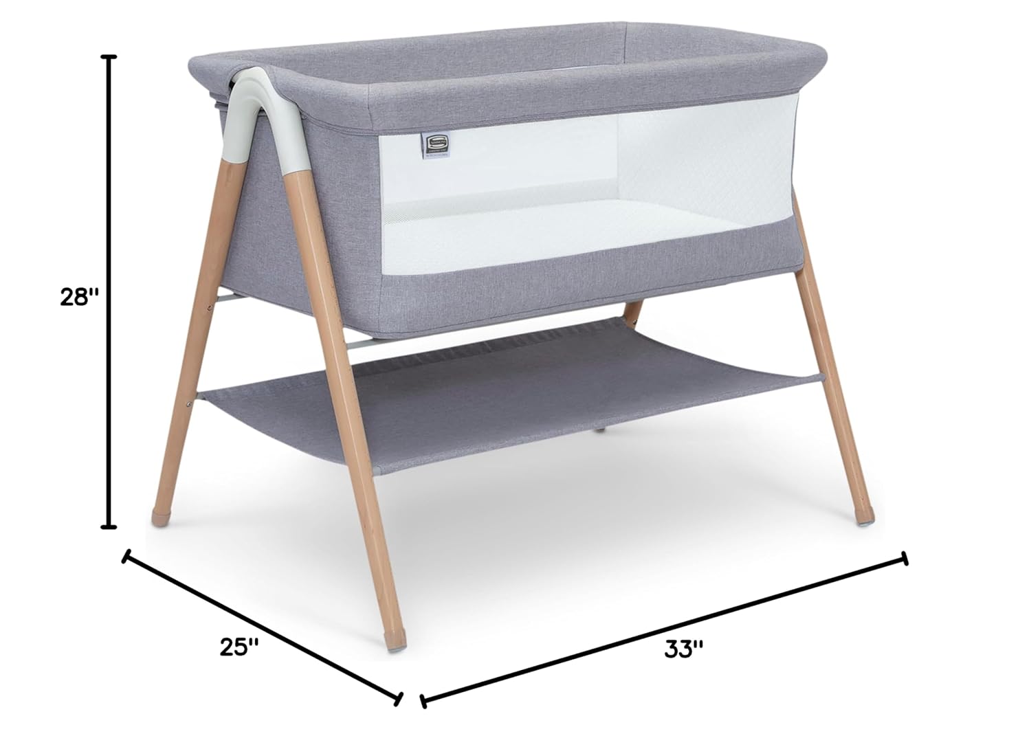 Simmons Kids Koi by The Bed Bassinet with Breathable Mesh and Natural Beechwood Legs, Dove Grey Simmons Kids Koi by The Bed Bassinet with Breathable Mesh and Natural Beechwood Legs, Dove Grey