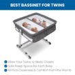 Simmons Kids By The Bed City Sleeper Bassinet for Twins - Adjustable Height Portable Crib with Wheels & Airflow Mesh, Grey Tweed Simmons Kids By The Bed City Sleeper Bassinet for Twins - Adjustable Height Portable Crib with Wheels & Airflow Mesh, Grey Tweed