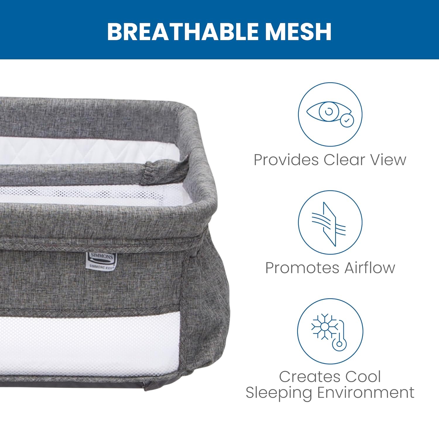 Simmons Kids By The Bed City Sleeper Bassinet for Twins - Adjustable Height Portable Crib with Wheels & Airflow Mesh, Grey Tweed Simmons Kids By The Bed City Sleeper Bassinet for Twins - Adjustable Height Portable Crib with Wheels & Airflow Mesh, Grey Tweed
