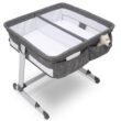Simmons Kids By The Bed City Sleeper Bassinet for Twins - Adjustable Height Portable Crib with Wheels & Airflow Mesh, Grey Tweed Simmons Kids By The Bed City Sleeper Bassinet for Twins - Adjustable Height Portable Crib with Wheels & Airflow Mesh, Grey Tweed