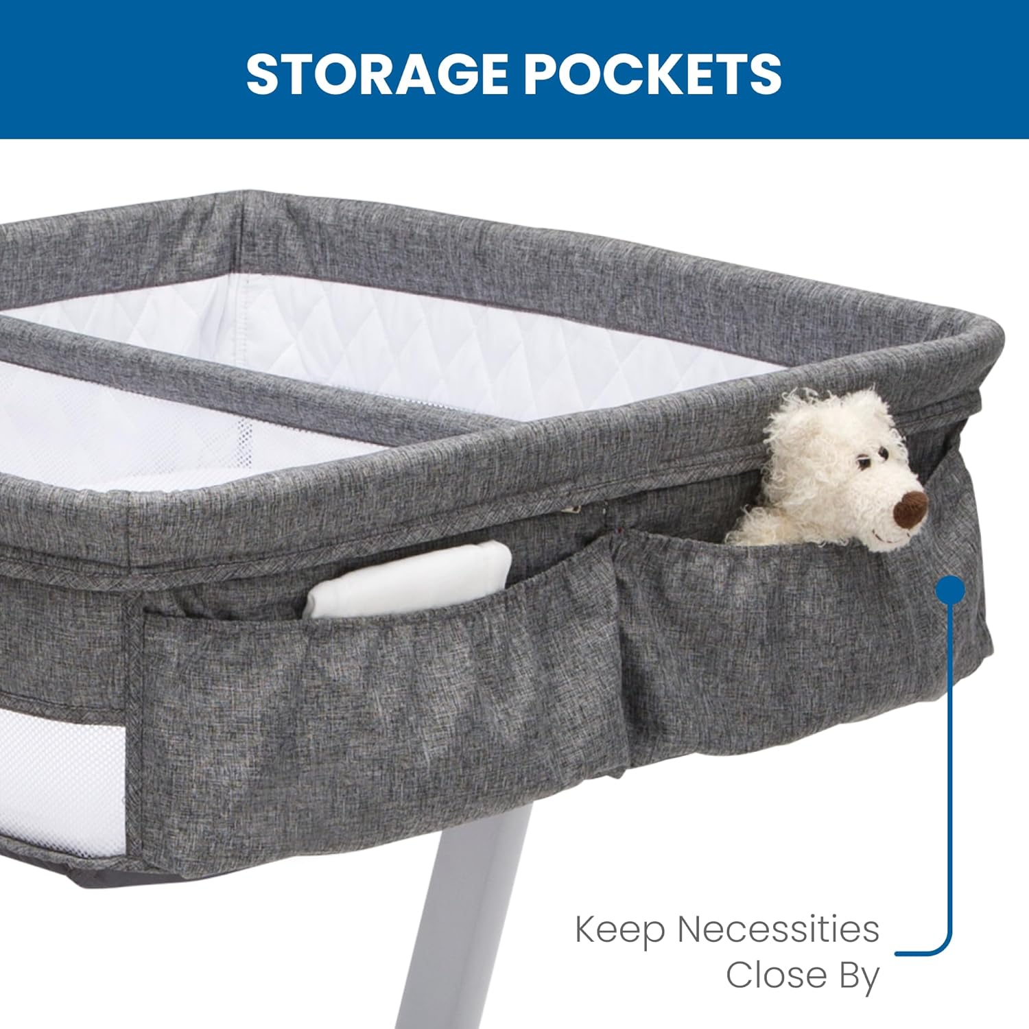 Simmons Kids By The Bed City Sleeper Bassinet for Twins - Adjustable Height Portable Crib with Wheels & Airflow Mesh, Grey Tweed Simmons Kids By The Bed City Sleeper Bassinet for Twins - Adjustable Height Portable Crib with Wheels & Airflow Mesh, Grey Tweed