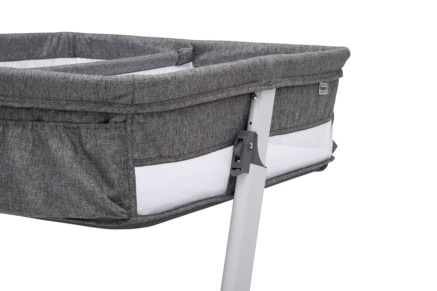 Simmons Kids By The Bed City Sleeper Bassinet for Twins - Adjustable Height Portable Crib with Wheels & Airflow Mesh, Grey Tweed Simmons Kids By The Bed City Sleeper Bassinet for Twins - Adjustable Height Portable Crib with Wheels & Airflow Mesh, Grey Tweed