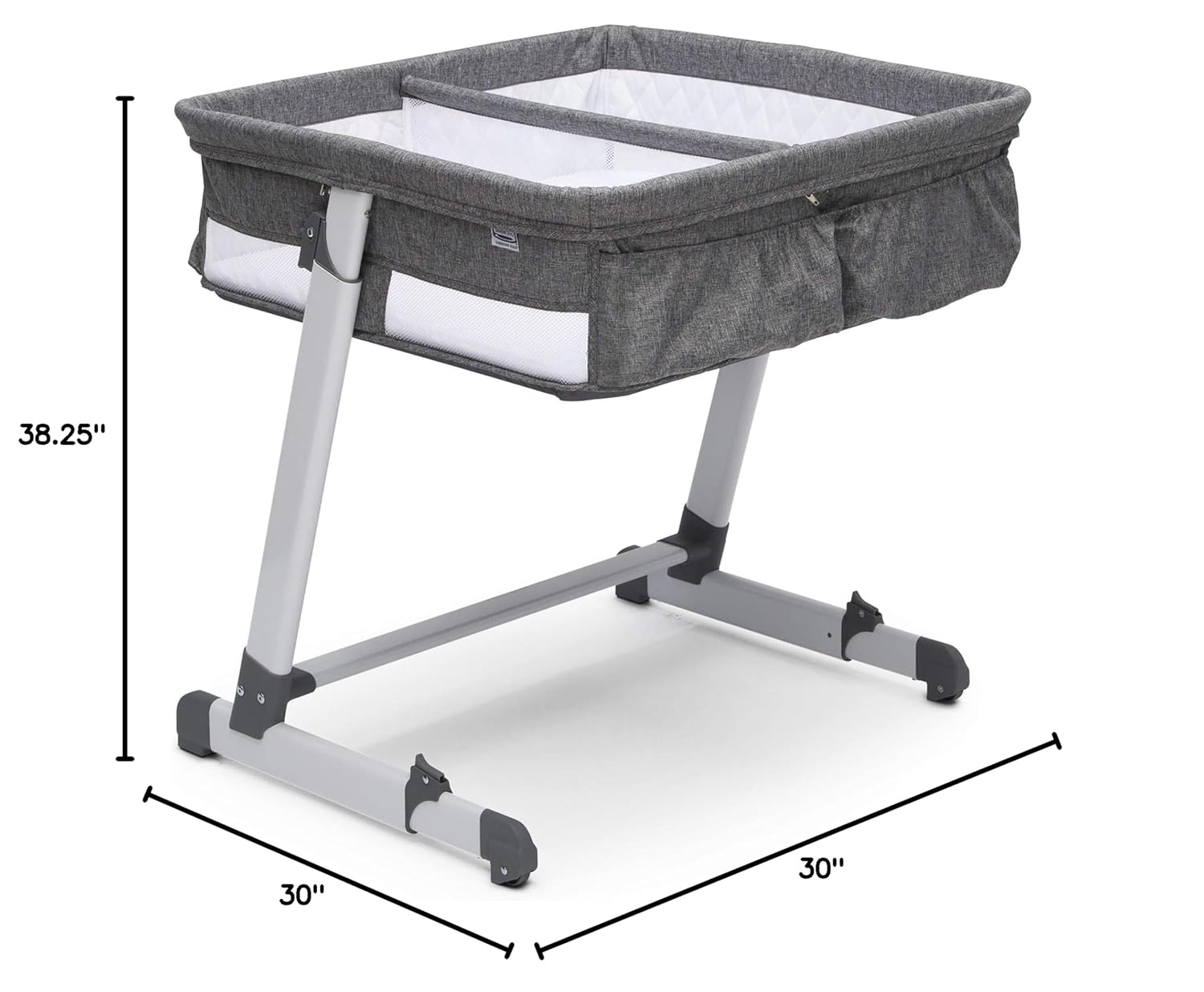 Simmons Kids By The Bed City Sleeper Bassinet for Twins - Adjustable Height Portable Crib with Wheels & Airflow Mesh, Grey Tweed Simmons Kids By The Bed City Sleeper Bassinet for Twins - Adjustable Height Portable Crib with Wheels & Airflow Mesh, Grey Tweed