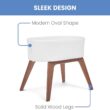 Delta Children Aero Bassinet - Portable Baby Crib with Solid Wood Legs, Organic GOTS Certified Performance Fabric Exterior, Breathable Interior, Includes Mattress Pad & Fitted Sheet, White