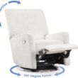 Delta Children Nest Nursery Swivel Recliner - Fabric is GREENGUARD Gold Certified and Oeko-TEX Standard 100 - Upholstered in a Unique Chenille Yarn for Blanket Like Softness, Oyster