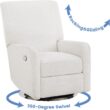 Delta Children Nest Nursery Swivel Recliner - Fabric is GREENGUARD Gold Certified and Oeko-TEX Standard 100 - Upholstered in a Unique Chenille Yarn for Blanket Like Softness, Oyster