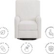 Delta Children Nest Nursery Swivel Recliner - Fabric is GREENGUARD Gold Certified and Oeko-TEX Standard 100 - Upholstered in a Unique Chenille Yarn for Blanket Like Softness, Oyster