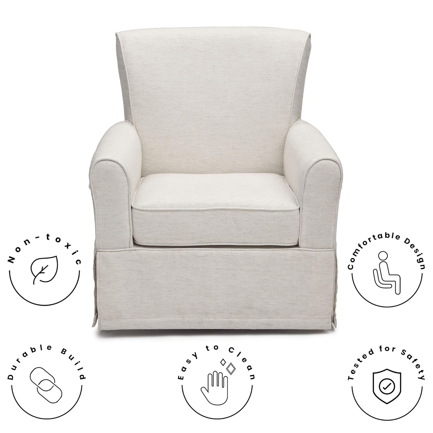 Delta Children Upholstered Glider Swivel Rocker Chair, Sand Delta Children Upholstered Glider Swivel Rocker Chair, Sand