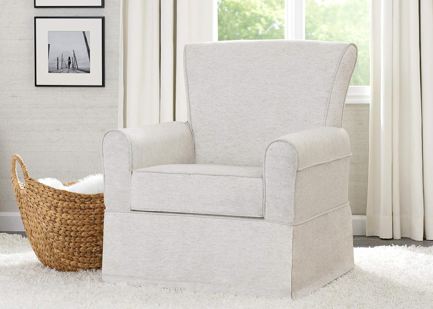 Delta Children Upholstered Glider Swivel Rocker Chair, Sand Delta Children Upholstered Glider Swivel Rocker Chair, Sand