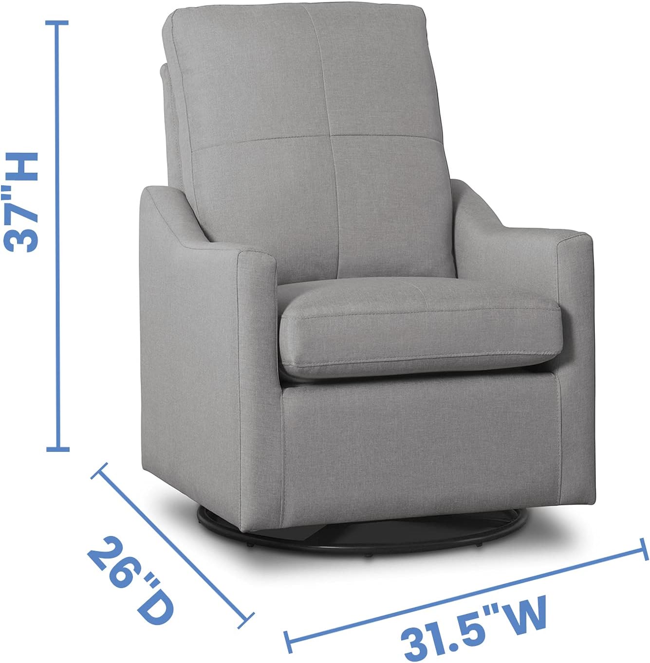 Delta Children Kenwood Glider Swivel Rocker Chair, French Grey Delta Children Kenwood Glider Swivel Rocker Chair, French Grey