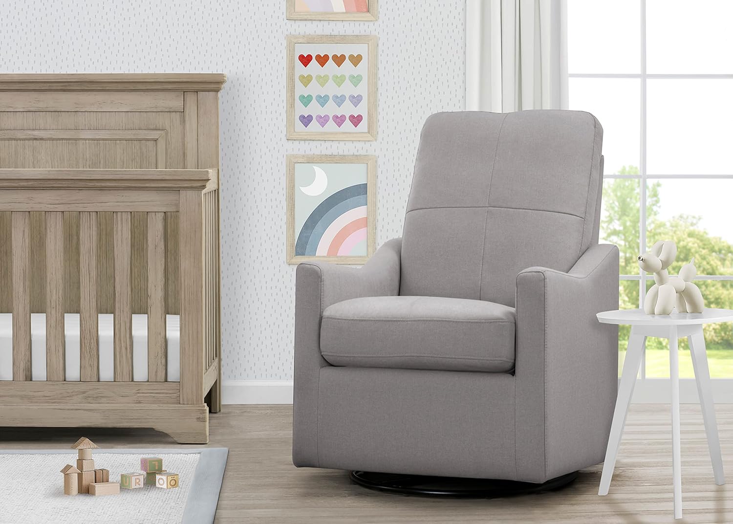 Delta Children Kenwood Glider Swivel Rocker Chair, French Grey Delta Children Kenwood Glider Swivel Rocker Chair, French Grey