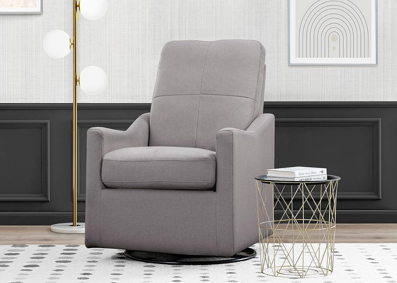 Delta Children Kenwood Glider Swivel Rocker Chair, French Grey Delta Children Kenwood Glider Swivel Rocker Chair, French Grey