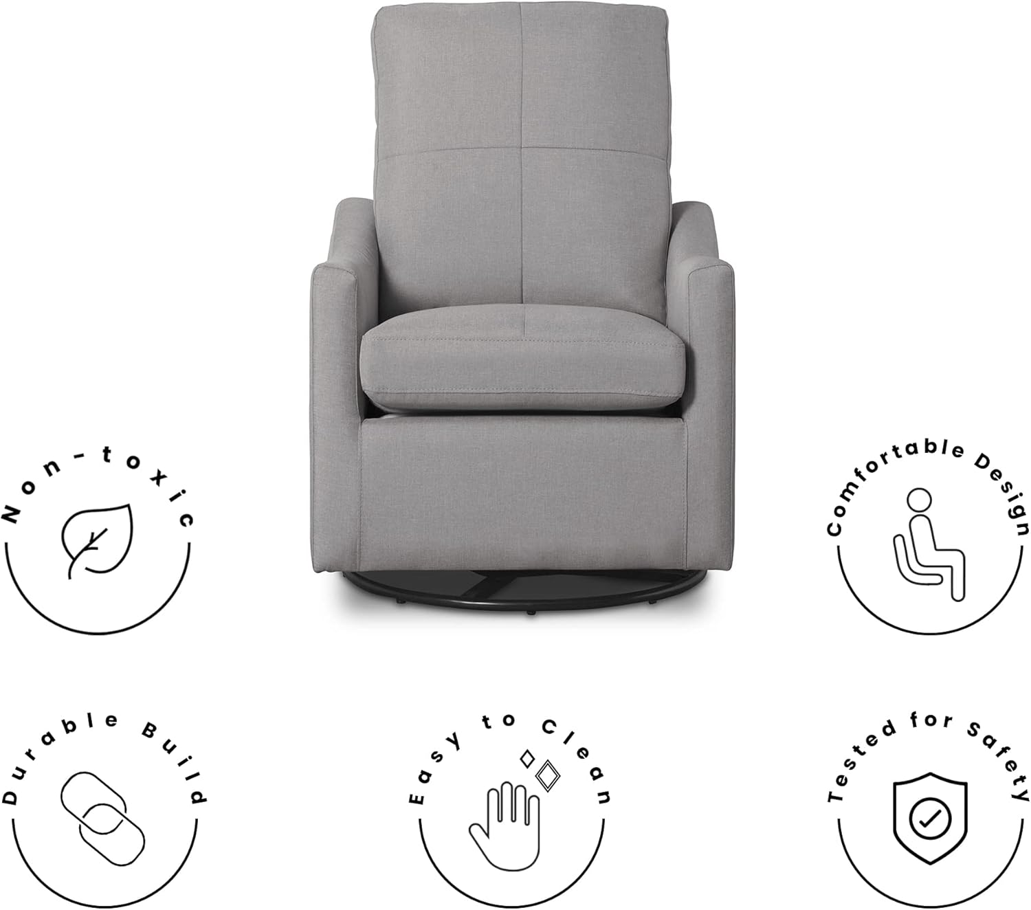 Delta Children Kenwood Glider Swivel Rocker Chair, French Grey Delta Children Kenwood Glider Swivel Rocker Chair, French Grey