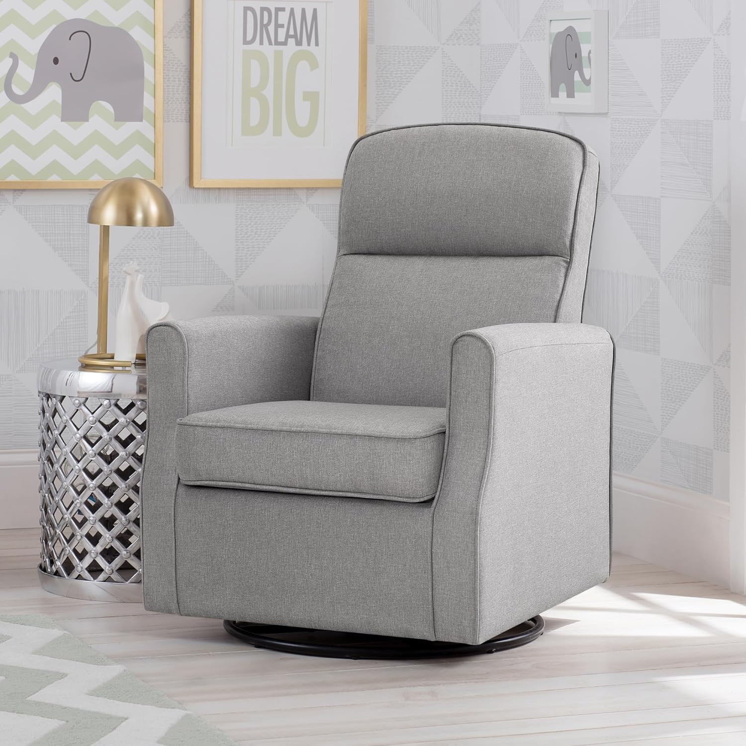 Delta Children Blair Slim Nursery Glider Swivel Rocker Chair, French Gray Delta Children Blair Slim Nursery Glider Swivel Rocker Chair, French Gray