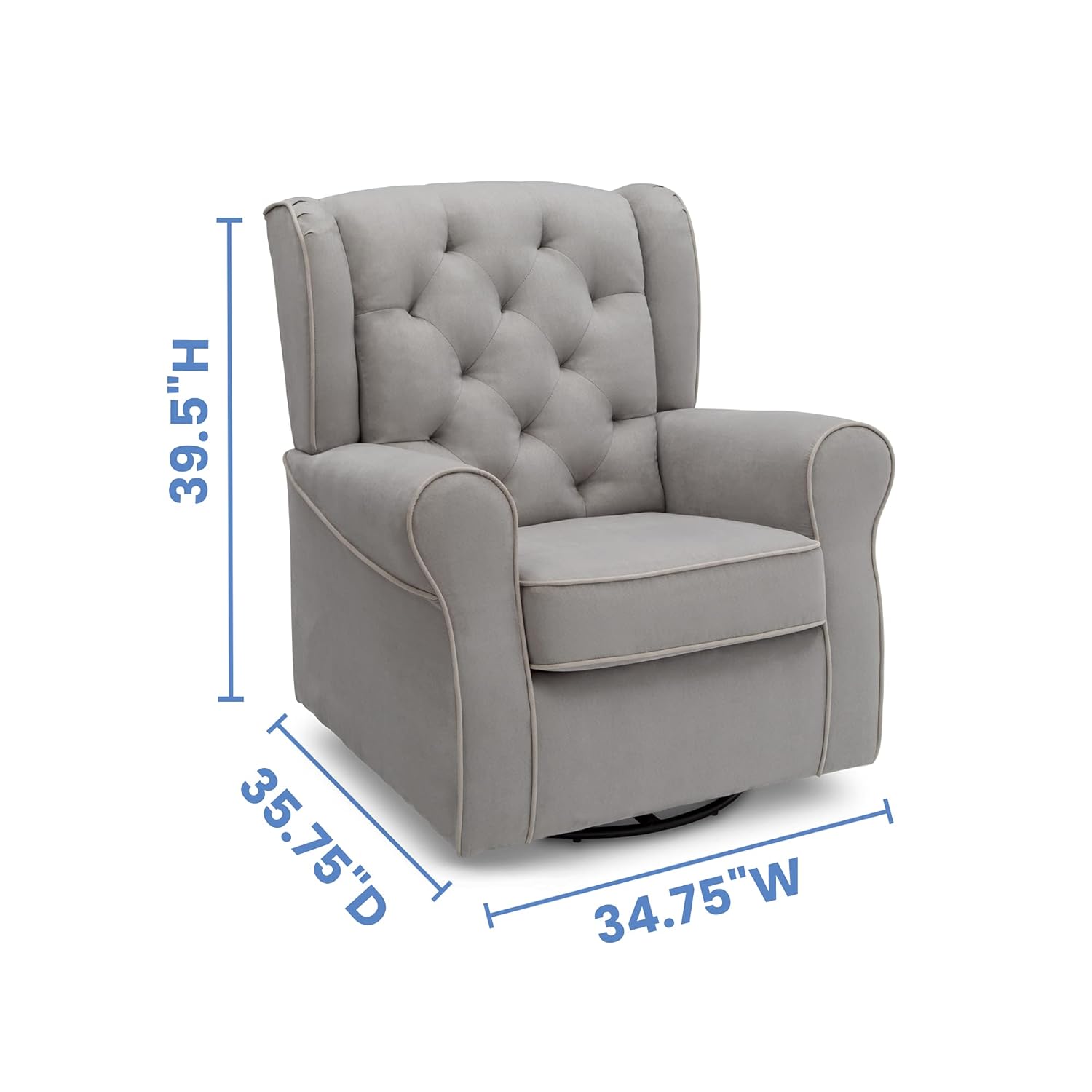 Delta Children Emerson Upholstered Glider Swivel Rocker Chair, Dove Grey with Soft Grey Welt Delta Children Emerson Upholstered Glider Swivel Rocker Chair, Dove Grey with Soft Grey Welt