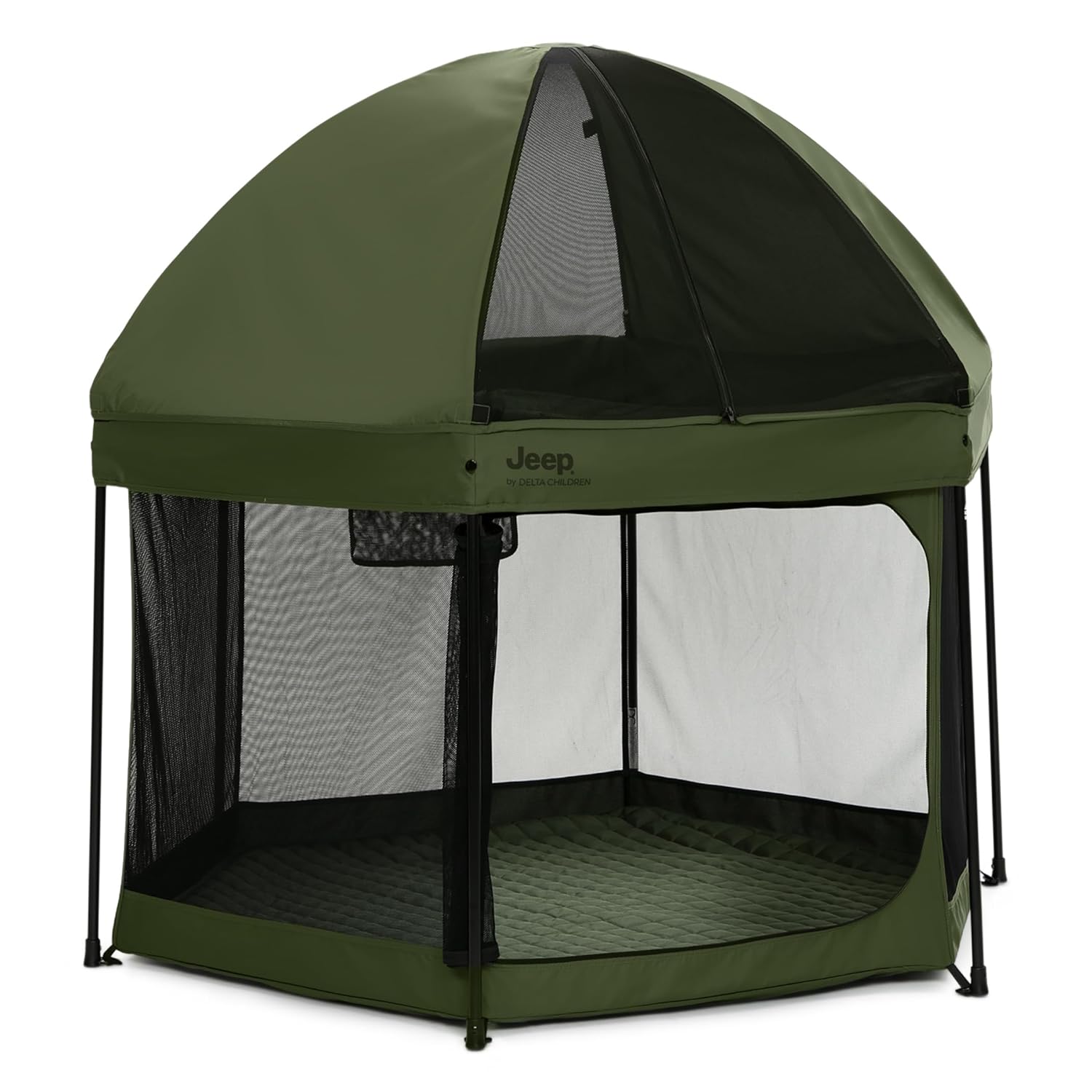 Jeep Hexagon Pop Up Play Yard with Removable Canopy | Ideal for Indoor and Outdoor Use, Olive Green Jeep Hexagon Pop Up Play Yard with Removable Canopy | Ideal for Indoor and Outdoor Use, Olive Green