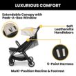 Jeep Altitude Compact Travel Stroller by Delta Children Greenguard Gold, Easy One Hand Fold, Lightweight, Extendable Canopy with Peek-a-Boo Window, Reclining Seat, 4 Wheel Suspension, Tan
