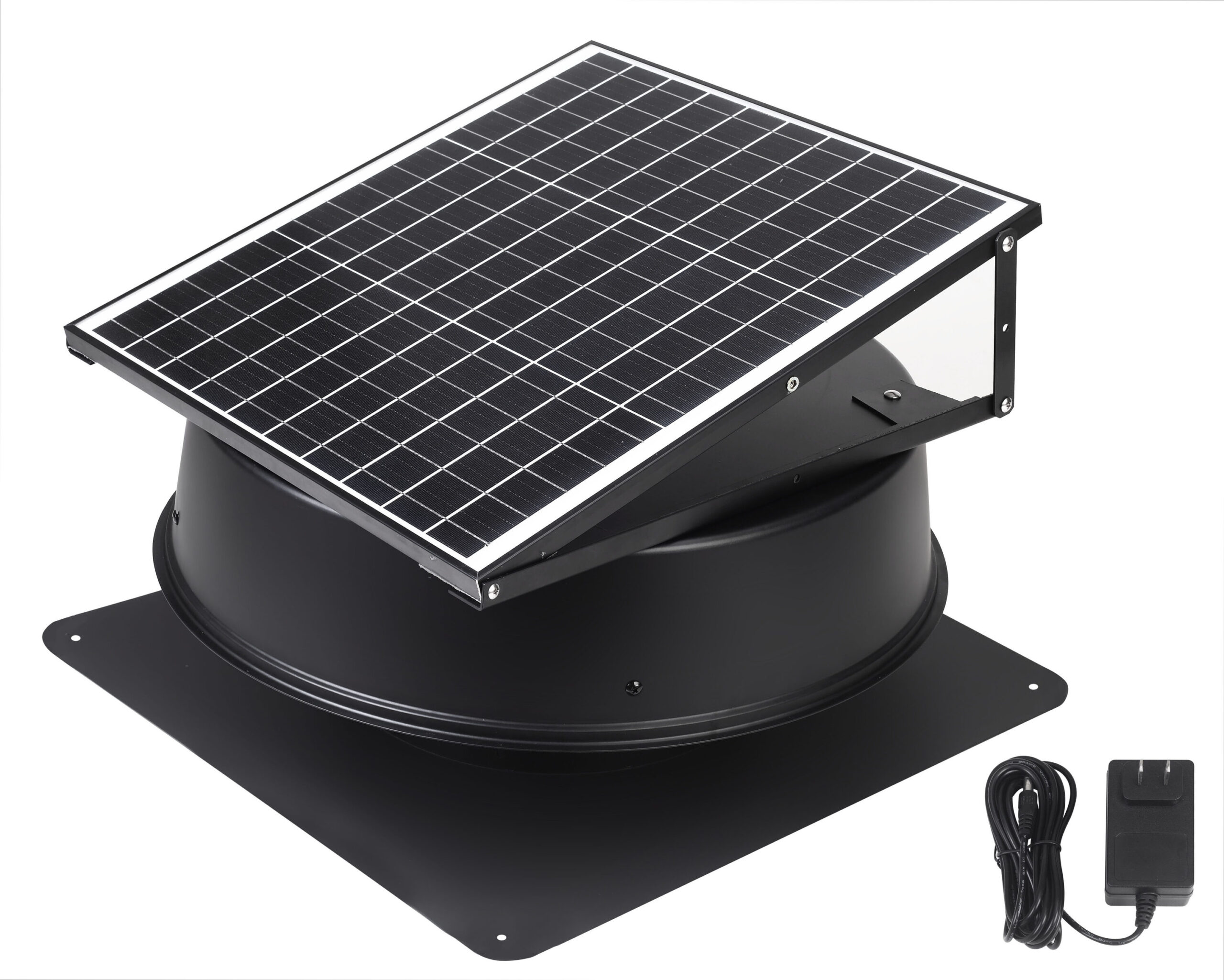 OmniPV Solar Fans 1600 -CFM Black Powder Coated Galvanized steel Solar Power Roof Vent OmniPV Solar Fans 1600 -CFM Black Powder Coated Galvanized steel Solar Power Roof Vent