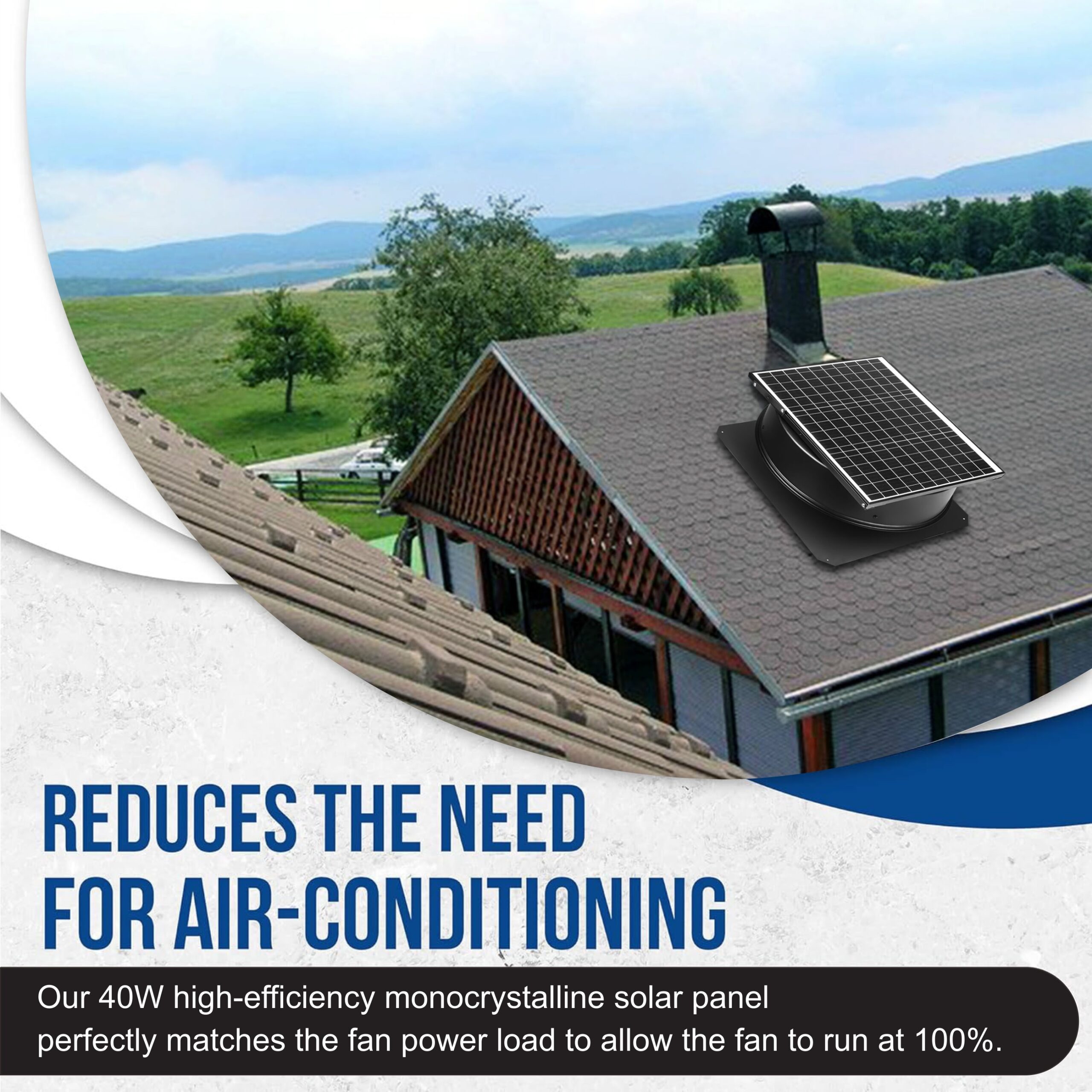 OmniPV Solar Fans 1600 -CFM Black Powder Coated Galvanized steel Solar Power Roof Vent OmniPV Solar Fans 1600 -CFM Black Powder Coated Galvanized steel Solar Power Roof Vent