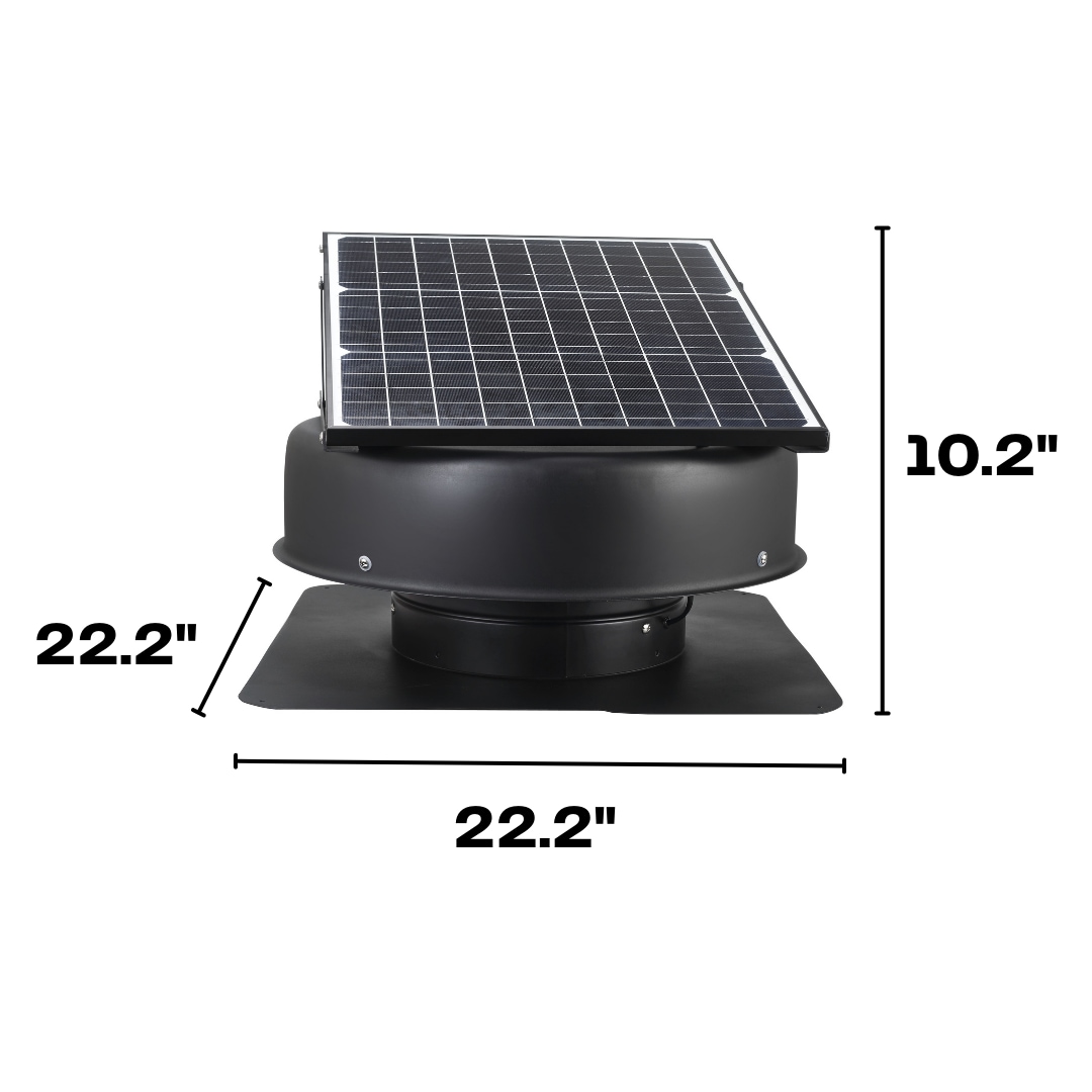 OmniPV Solar Fans 1600 -CFM Black Powder Coated Galvanized steel Solar Power Roof Vent OmniPV Solar Fans 1600 -CFM Black Powder Coated Galvanized steel Solar Power Roof Vent