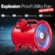 iLiving - ILG8EF10EX Explosion Proof Utility High Velocity Blower, Fume Extractor, Portable Exhaust and Ventilator Fan, Air Ventilation with 1943 CFM, 3300 RPM (10 Inch)