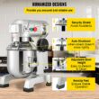 VEVOR 450 W 3 Speed 10 Qt Food Mixer Dough Mixer 304 Stainless Steel 10-Quart Commercial/Residential Bowl-lift Stand Mixer