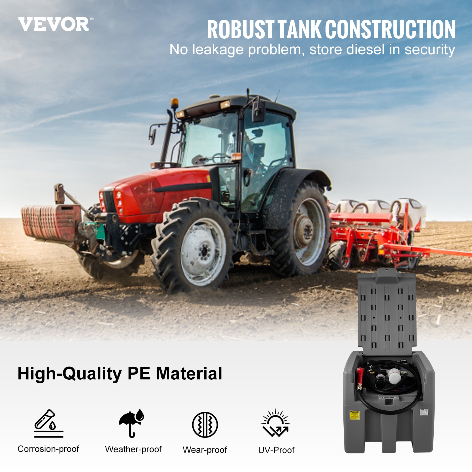 VEVOR 58-Gallon Plastic Diesel Fuel Can 4-gpm Manual Fuel Pump VEVOR 58-Gallon Plastic Diesel Fuel Can 4-gpm Manual Fuel Pump
