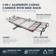 Tow Tuff TTF 2762ACBR Heavy Duty 2 in 1 Aluminum Cargo Carrier with Bike Rack