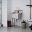 TRINITY 24-in x 21.5-in 1 -Basin 304 Grade Stainless Steel Freestanding Utility tub with Drain with Faucet TRINITY 24-in x 21.5-in 1 -Basin 304 Grade Stainless Steel Freestanding Utility tub with Drain with Faucet