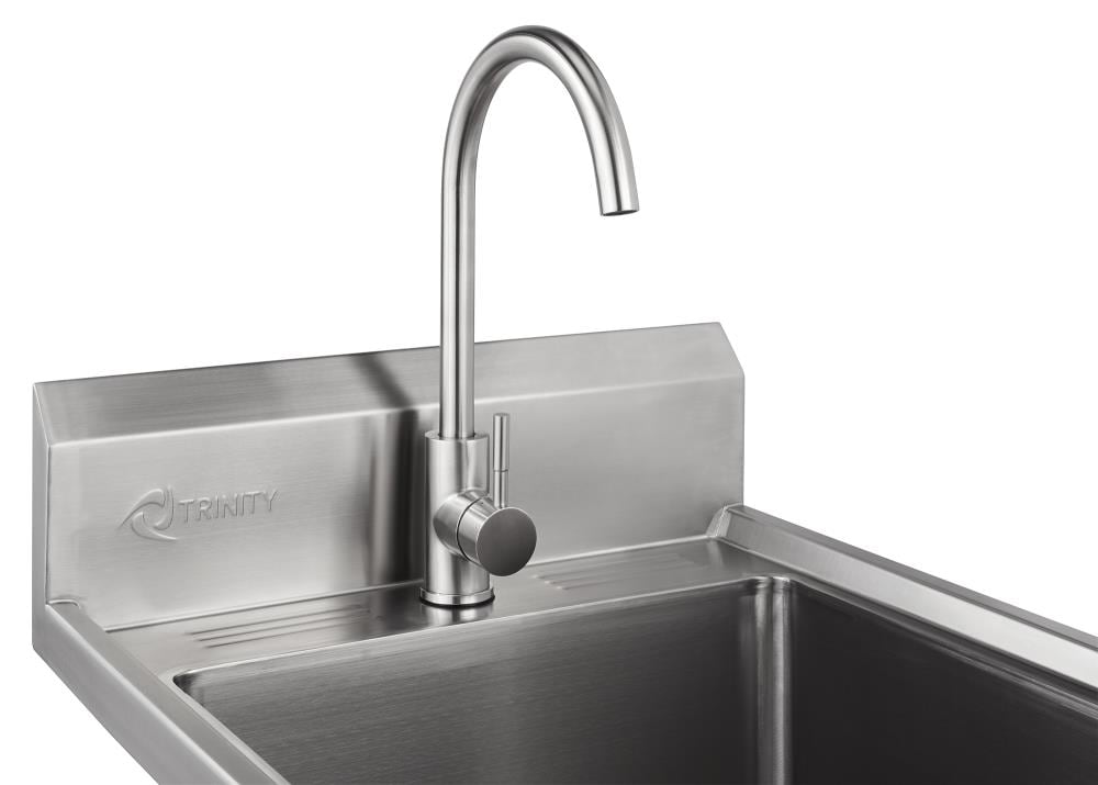 TRINITY 24-in x 21.5-in 1 -Basin 304 Grade Stainless Steel Freestanding Utility tub with Drain with Faucet TRINITY 24-in x 21.5-in 1 -Basin 304 Grade Stainless Steel Freestanding Utility tub with Drain with Faucet