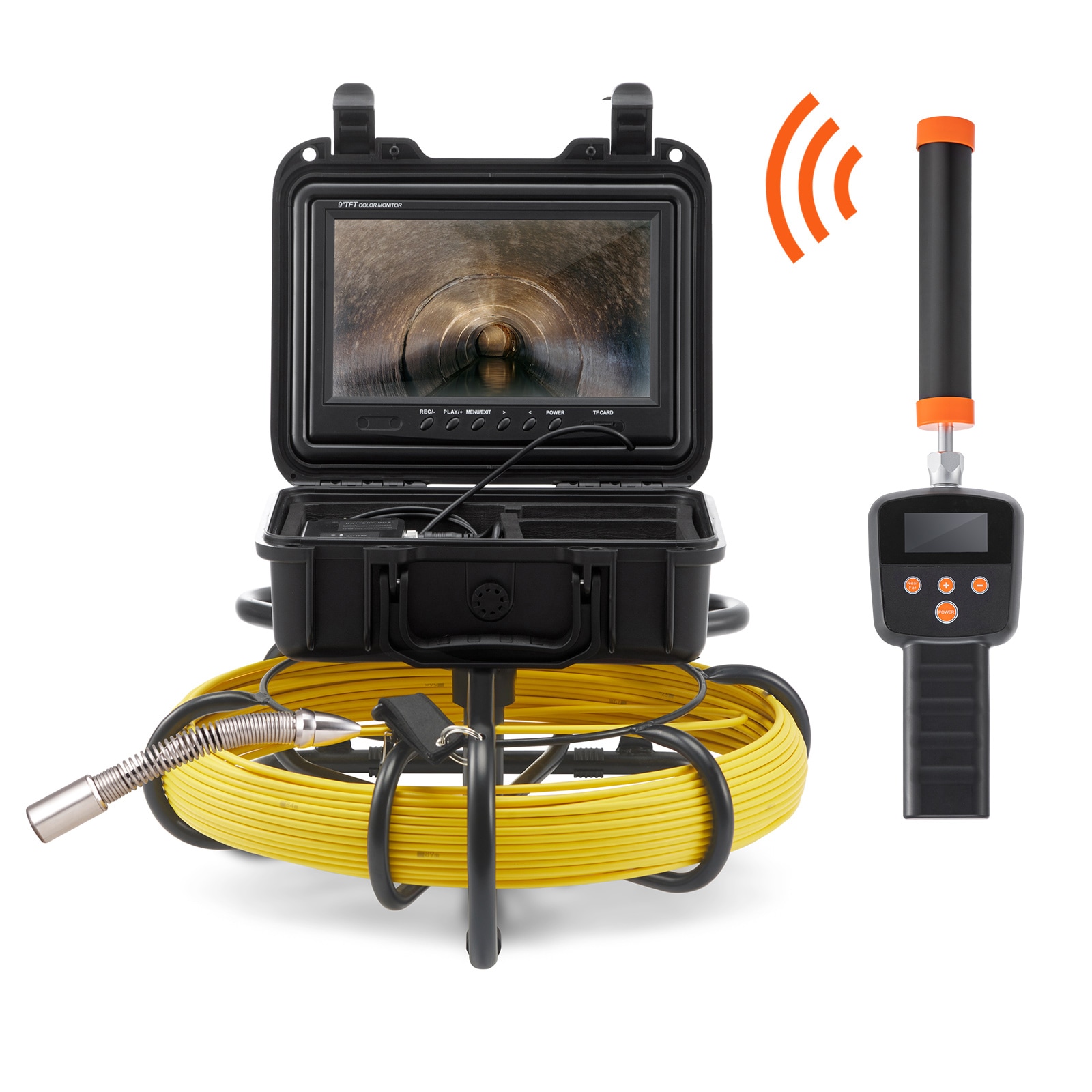 VEVOR Sewer Camera with 512-Hz Locator VEVOR Sewer Camera with 512-Hz Locator, 165 ft/50 m, 9-in Pipeline Inspection Camera w/DVR Function, IP68 Camera w/12 Adjustable LEDs, A 16 GB SD Card for Sewer Line, Home, Duct Drain Pipe Plumbing