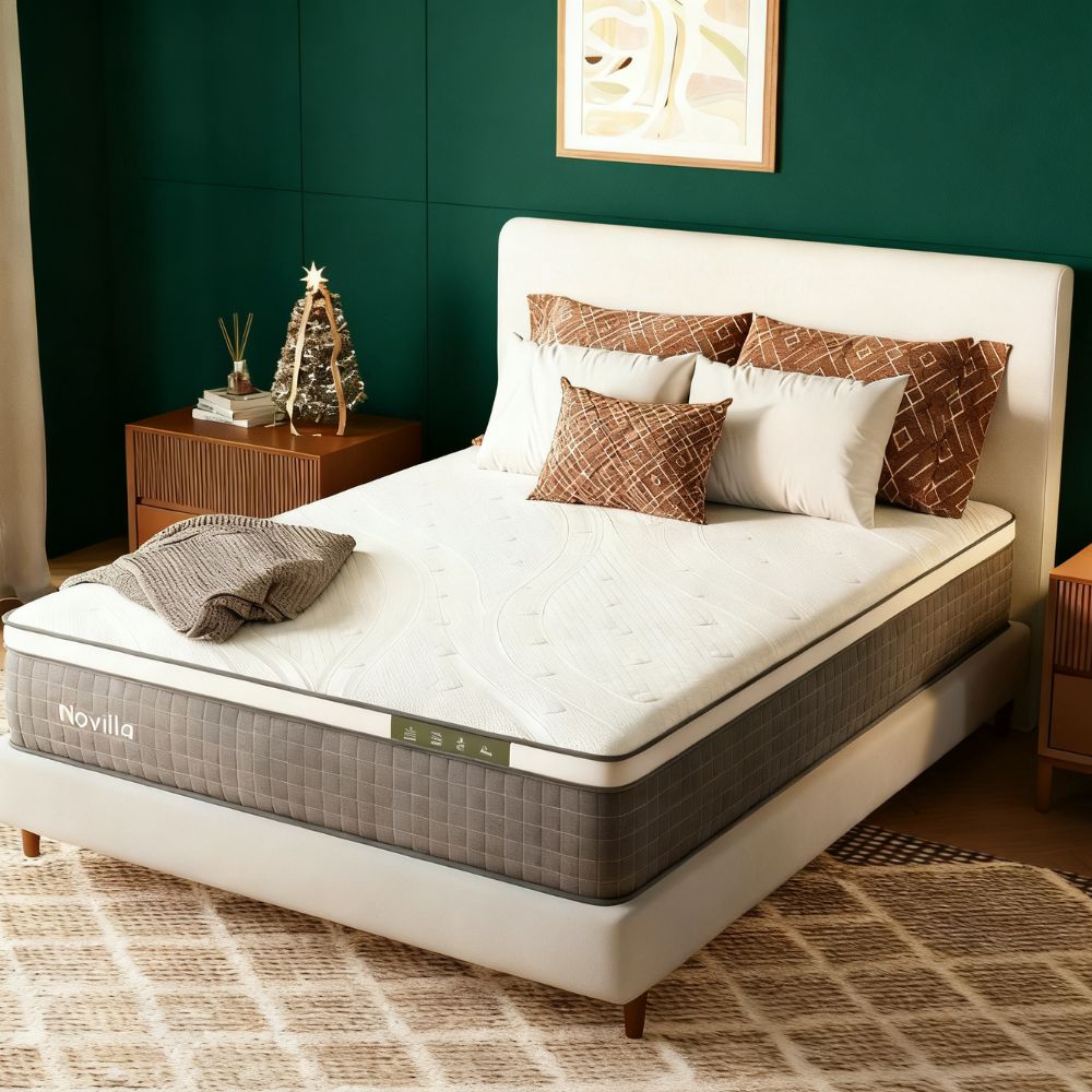 Novilla 12-in Medium Queen Cooling Hybrid Memory Foam/Coil Blend Mattress in a Box Novilla 12-in Medium Queen Cooling Hybrid Memory Foam/Coil Blend Mattress in a Box