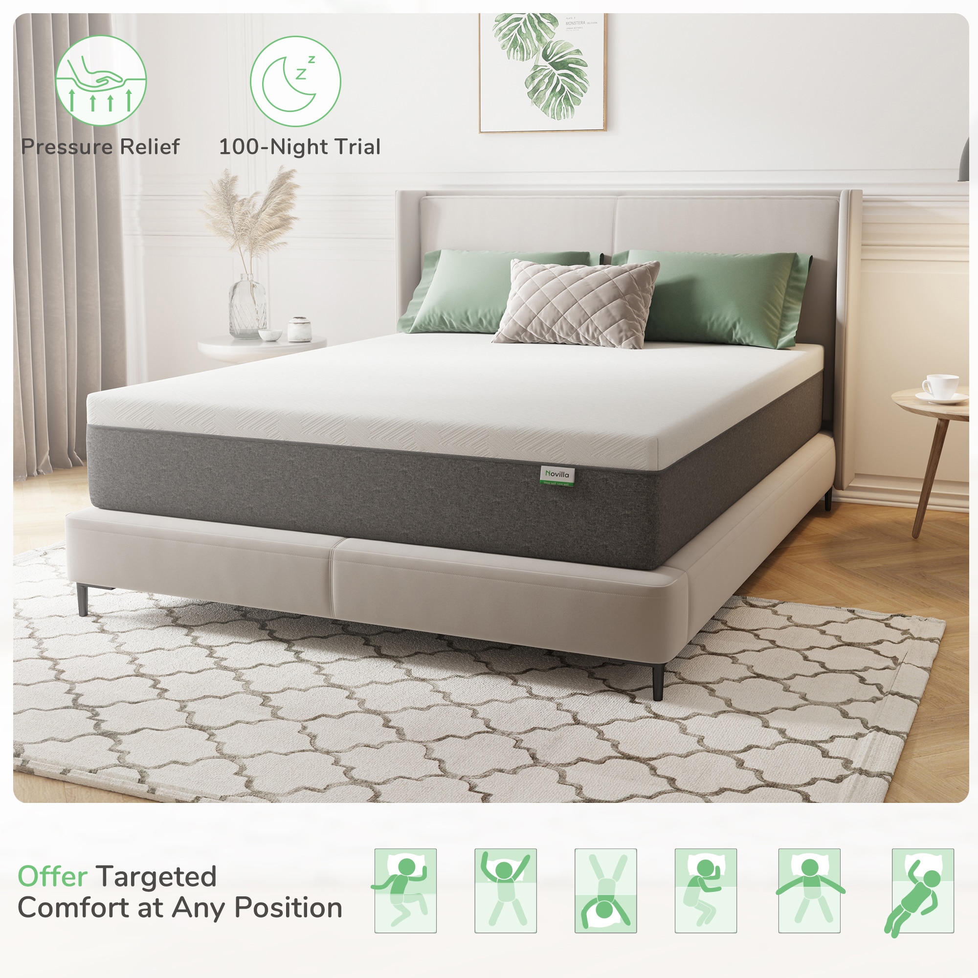 Novilla 12-in Medium Queen Cooling Memory foam Mattress in a Box Novilla 12-in Medium Queen Cooling Memory foam Mattress in a Box