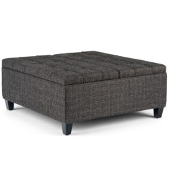 Simpli Home Harrison Casual Ebony Storage Ottoman