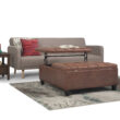 Simpli Home Harrison Casual Distressed Umber Brown Faux leather Storage Ottoman