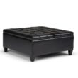 Simpli Home Harrison Casual Midnight Black Faux leather Storage Ottoman