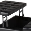 Simpli Home Harrison Casual Midnight Black Faux leather Storage Ottoman