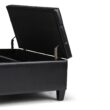 Simpli Home Harrison Casual Midnight Black Faux leather Storage Ottoman