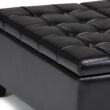 Simpli Home Harrison Casual Midnight Black Faux leather Storage Ottoman