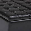 Simpli Home Harrison Casual Midnight Black Faux leather Storage Ottoman
