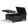 Simpli Home Harrison Casual Midnight Black Faux leather Storage Ottoman